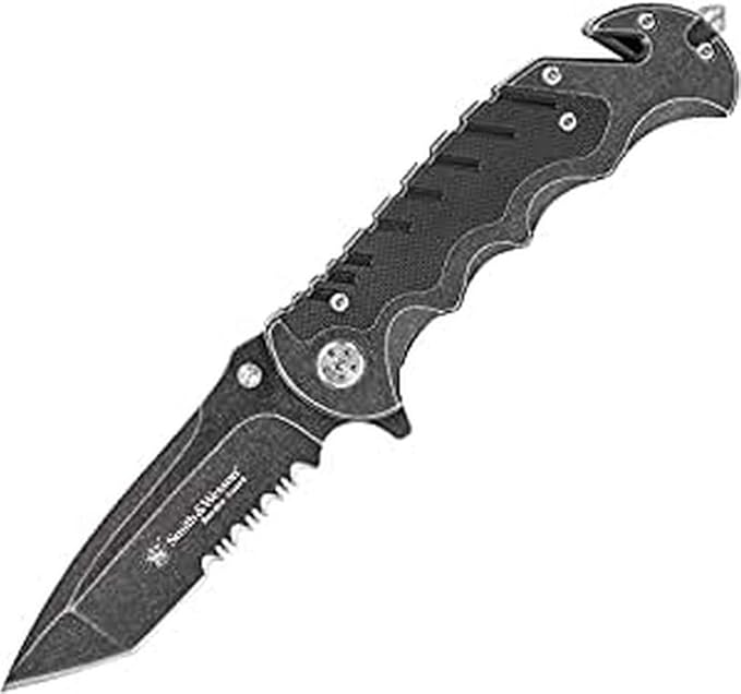 Smith & Wesson Benji 2.5in High Carbon S.S. Folding Keychain Knife with 1.75in Modified Tanto Blade and G10 Handle for Outdoor