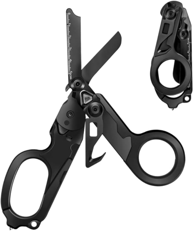 6in1 Trauma Shears, Stainless Steel Pocket Scissors Glass Breaker Emergency Medical Trauma Scissors,Outdoor Camping Tools Multi-function Shears (Carbon Black)