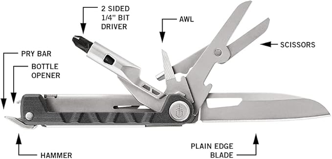 Gerber Gear Armbar Drive 8-in-1 Pocket Knife EDC Multitool with Screwdriver, 2.5" Blade, Onyx