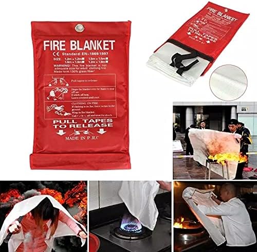 ISOP Fire Blanket Large 70 * 78 Inches – Fibreglass Fire Retardant Blanket – A-Grade Survival – Fire Suppressant Blankets – First Aid – Rescue Tool for Home Kitchen - Emergency Wrap - Thermal Sheet