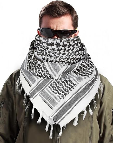 Aonal Military Shemagh Tactical Desert Scarf, 100% Cotton Keffiyeh Neck Head Scarf Wrap for Men Women