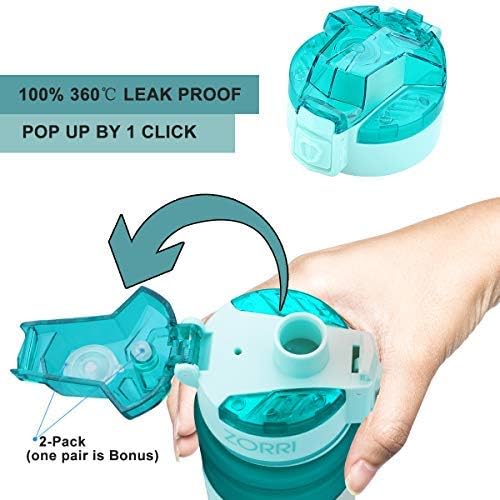 ZORRI Sports Water Bottle, 400/500/700ml/1L, BPA Free Leak Proof Tritan Lightweight Bottles for Outdoors,Camping,Cycling,Fitness,Gym,Yoga- Kids/Adults Drink Bottles with Filter, Lockable Pop Open Lid