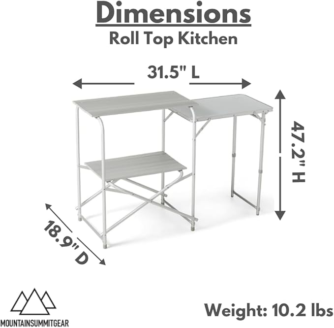 MOUNTAIN SUMMIT GEAR Camping Roll Top Kitchen Made from Weather-Resistant Aluminum (By Caddis Sports)