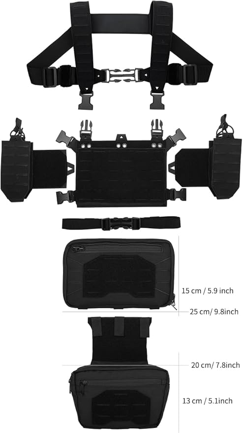 Tactical Chest Mini Rig 1000D Quick Release Multifunctional Tactical Vest Outdoor with Multi-Pockets