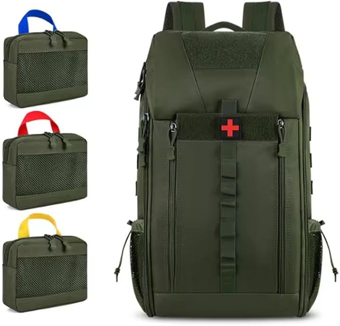 Redemption Tactical Crusader Team Medical Backpack Tactial First Aid Backpack with Removable Pouches (Green)