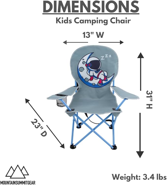 MOUNTAIN SUMMIT GEAR Kids Camping Chair - Foldable Camp Chair with Carrying Case for Outdoor Recreation, Sports, Camping and Fishing (by Caddis Sports) (Astronaut, 1)