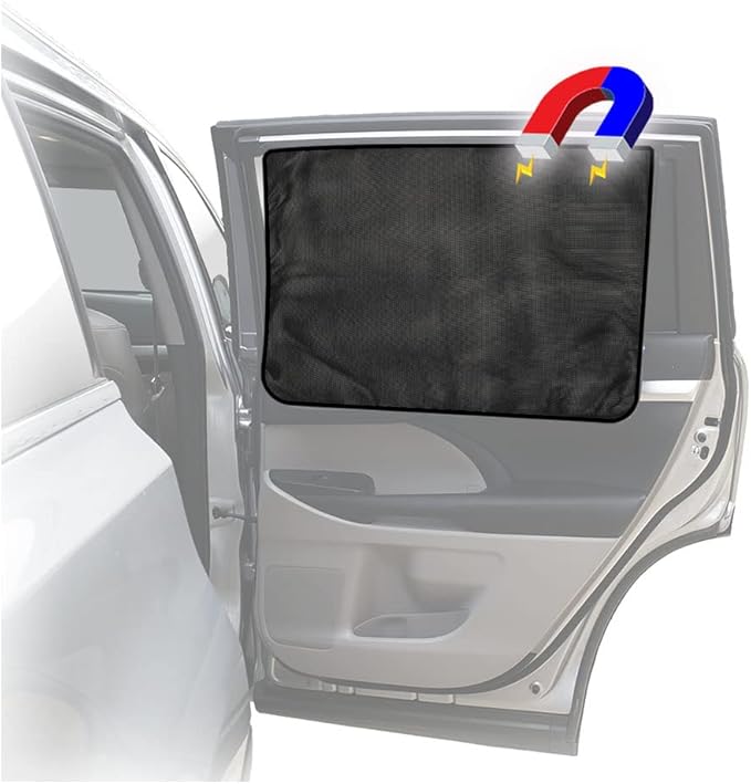 ggomaART Car Side Window Sun Shade - Universal Reversible Magnetic Curtain for Baby and Kids with Sun Protection Block Damage from Direct Bright Sunlight, and Heat - 1 Piece of Black Mesh
