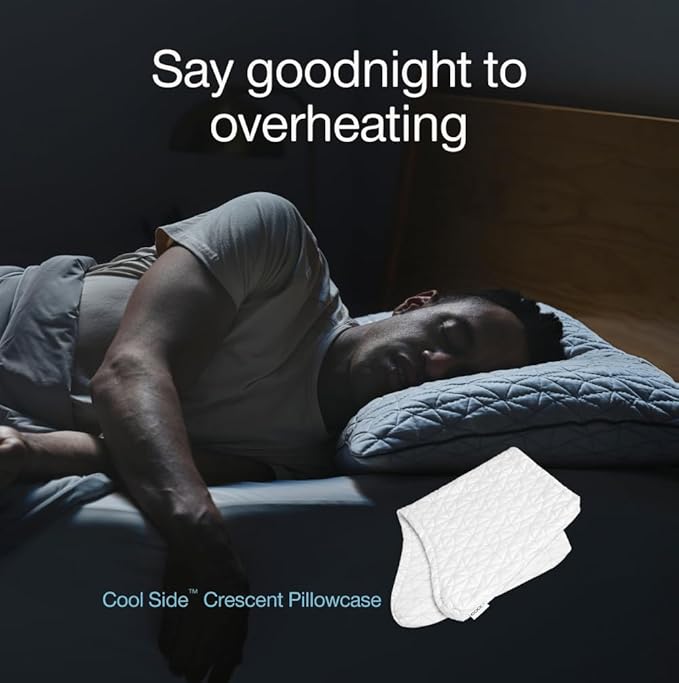 Coop Home Goods Cool Side Crescent Pillowcase, Queen Size Cooling Pillow Case for Hot Sleepers, Crescent Shape, Two-Sided Pillow Covers, Cozy Side & Cool Side, Ultra Soft Lulltra Cool Technology