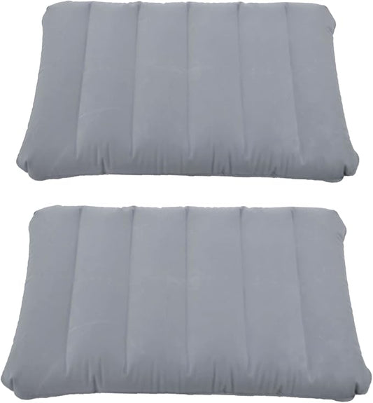 Alovexiong 2 Pack Gray Ultralight Inflatable Camping Pillow Small Squared Flocked Fabric Air Pillow for Hiking, Camping, Traveling, Napping, Desk Rest, Neck & Lumbar Support