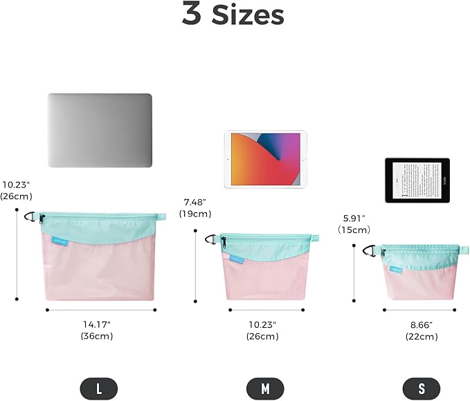 pack all Water-resistant Material Zipper Pouch, Mesh Zipper Bag for Storage, Travel, Office (Large, Pink)