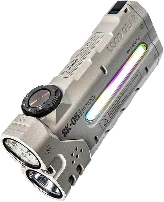 LOOP GEAR SK05 PRO Mao EDC Flashlight 4360 Lumens, 8000mAh Rechargeable LED Flashlight & Power Bank, 3-in-1 Lighting Modes (Flood/Spot/Side Light) for Camping, Hiking, Emergency,Outdoor
