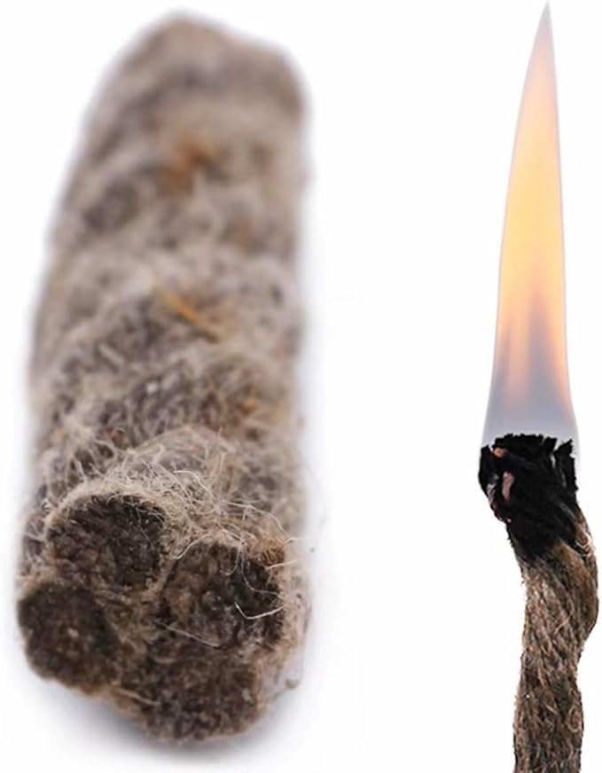 Bushcraft Fire Starter Kits. Ferrocerium Rod, Multi Tool Fire Striker, Waterproof Waxed Jute Rope Tinder, Survival Paracord, Emergency Whistle, Burlap Bag
