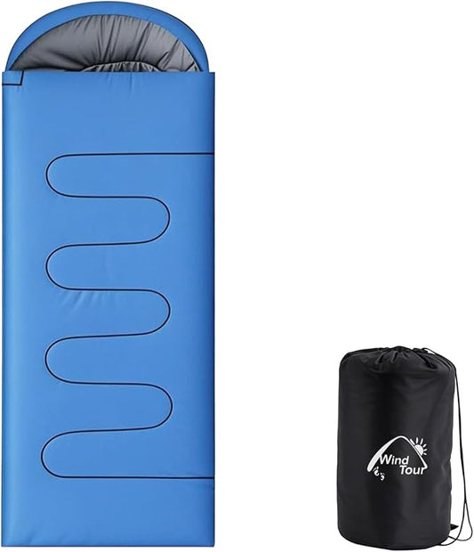 Wind Tour 3 Season Lightweight Waterproof Sleeping Bag Indoor & Outdoor for Hiking Backpacking Camping Traveling