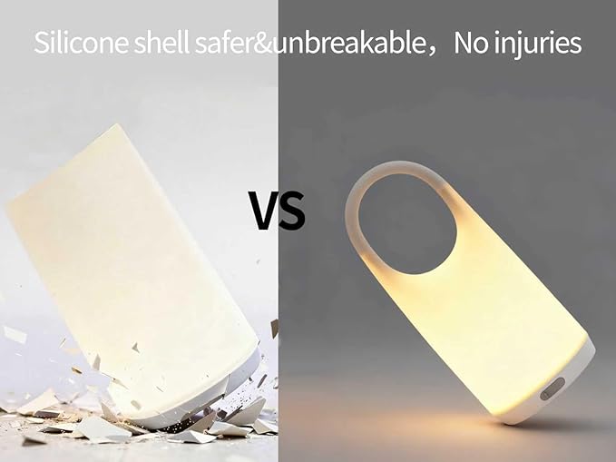 Portable Night Light Table Lamp 2 in 1 Charging LED Camping Lantern Waterproof 3-Levels Dimming&Silicone Shell Shatterproof Survival Kits for Indoor Outdoor Home Emergency Light Power (Warm Colors)