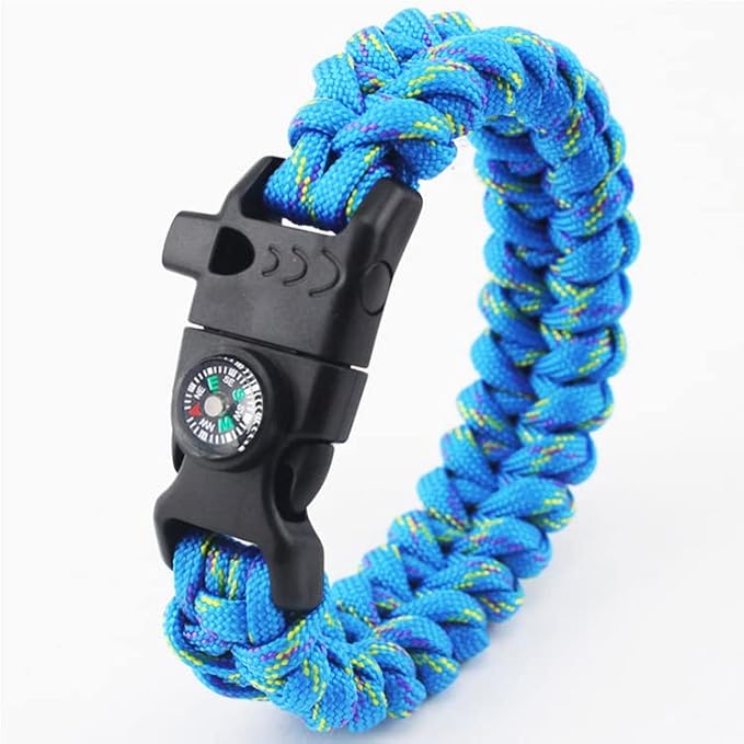 CooBigo 5/8" Compass Whistle Buckle Plastic Paracord Bracelet Outdoor Camping Emergency Survival Travel Kits