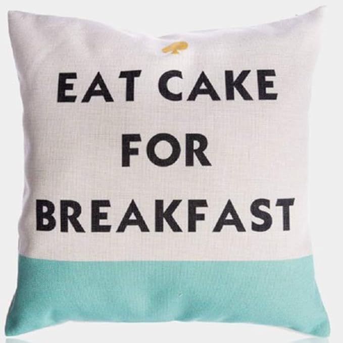 Throw Pillows Covers Pillowcase Eat Cake Breakfast Linen Cushion Covers Statement 18x18 for Home Bed Couch Color:9