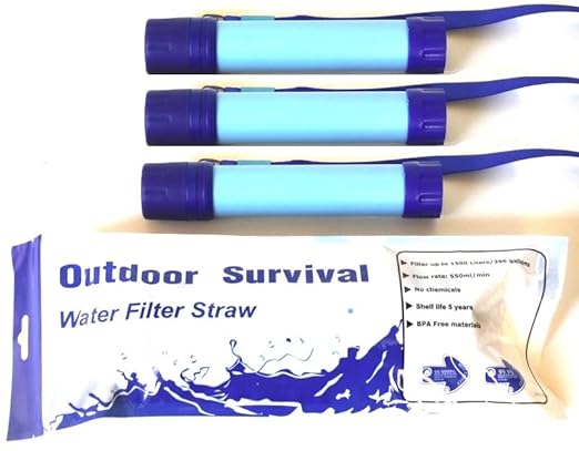 Galaxy Personal Portable Water Filter Straw Filtration Purifier for Hiking, Camping, Hunting, Travel, Outdoor Emergency Survival Detachable. (3 Packs)