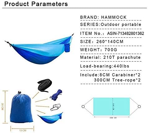 KEPEAK Camping Hammock with Net Netting, Single & Double Tree Hammock Net, Lightweight Nylon Portable Hammock for Backpacking, Camping, Travel, Beach, Yard