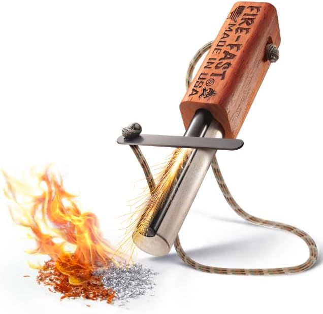 Fire-Fast Trekker. Best Emergency Waterproof Survival Fire Starter. Magnesium and Euro Fire Steel Ferro Rod. Compact Durable Tool for Bushcraft, Camping, Backpacking, Hiking, Hunting, or Bug Out Bag