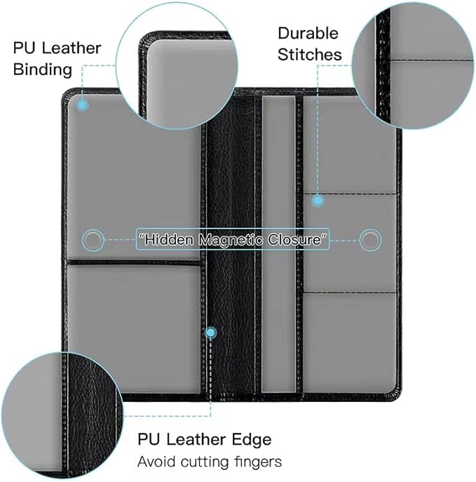 Valardoh Premium Car Registration and Insurance Card Holder, Car Document Holder for Cards, Driver License & other Essential Documents (Black)