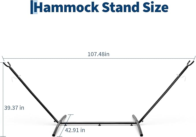 9FT Heavy Duty Adjustable Steel Hammock Stand, 450 LBS Capacity Outdoor Hammock Frame, Weather Resistant & Easy to Assemble for Patio Yard Garden