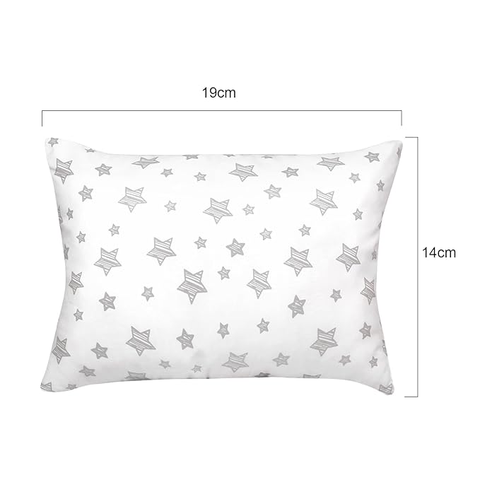 Biloban Toddler Pillow for Sleeping, Kid Pillow 14" x 19" for Small Travel Bed, Nap Pillows, Soft & Skin-Friendly Small Pillows for Sleeping, Toddler Use Only, Age 2 to 5, (White & Pink Star)