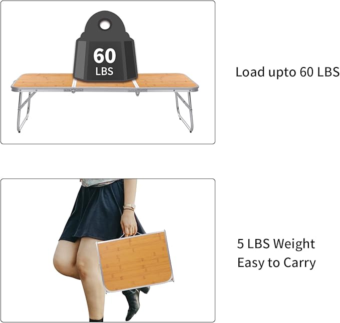 Moosinily Mini Small Camping Table 3FT Folding Picnic Table Foldable Low Camp Table Portable Short Aluminum Outdoor Short Floor Beach BBQ Yellow 35.2×15.7 inch