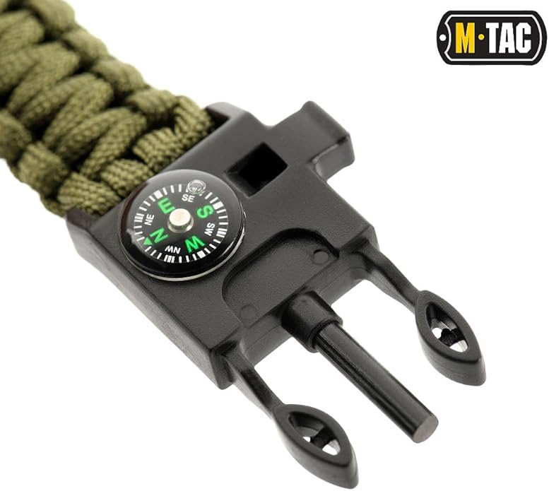 M-Tac Survival Paracord Bracelet - Cord 12 ft (144 Inch) - Tactical Emergency Cord Rope with Compass Whistle