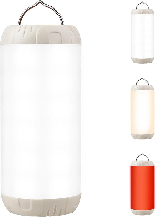 Rechargeable Camping Lantern, 1200 Lumens Ultra Bright Portable LED Lantern, Up to 80 Hours Runtime, IP68 Waterproof, 3 Light Modes + SOS Emergency Light for Power Outages, Hiking, Hurricane