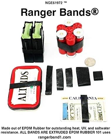 Ranger Bands® Mixed 24 Count Extra Stretch from EPDM Rubber for Survival, Emergency Tinder and Strapping Gear of Various Sizes Made in The USA Tactical Rubber Bands, Heavy Duty Rubber Bands Black.