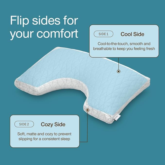 Coop Home Goods Cool Side Cut-Out Pillowcase, King Size Cooling Pillow Case for Hot Sleepers, Cut-Out Shape, Two-Sided Pillow Covers, Cozy Side & Cool Side, Ultra Soft Lulltra Cool Technology