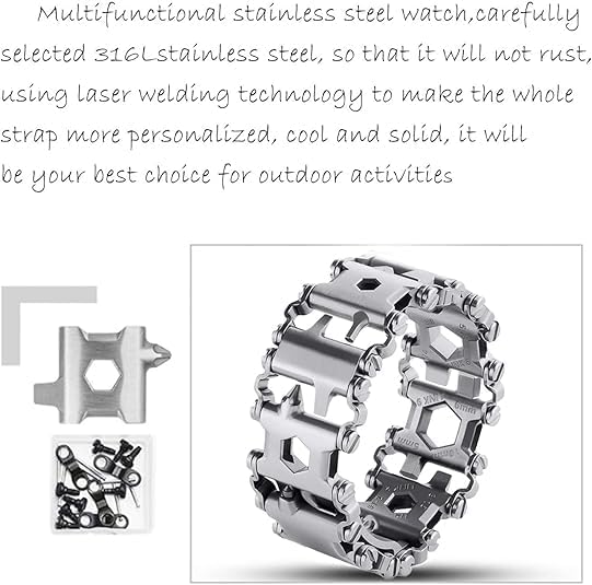 Multitool Bracelet 29 in 1 Tools Bracelet for Men, Stainless Steel Multi-Functional Tool, Dressing Up, Stylish Pratical Wristband, Great Gift Ideas for Fathers Day, Husband.