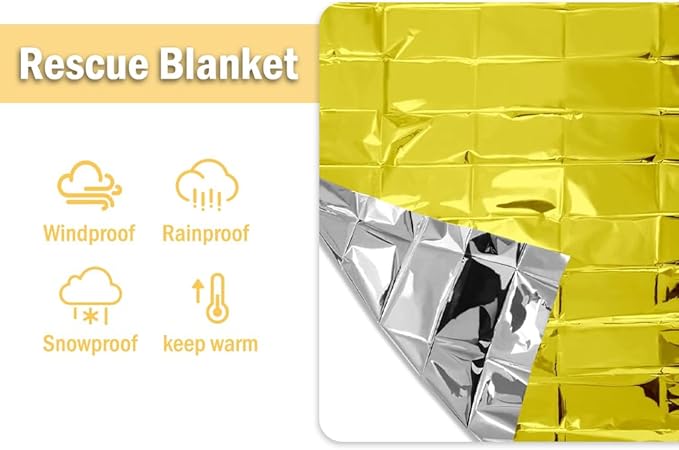 20 Pieces Emergency Foil Blankets, Survival Emergency Blanket, Emergency Foil Thermal Blankets for Survival, Emergency Gold Foil Blanket, for Outdoors, Survival, Hiking, Marathons(210 X 140cm)