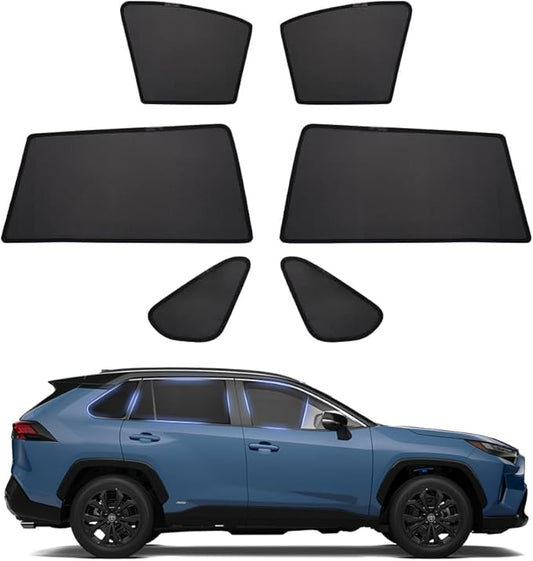 Powerty Window Sun Shade for 2013-2018 Toyota RAV4 Accessories -Upgrade Double Layer Rear Windshield Shade 6 Pack Light Block Car Privacy Cutains Shades for Baby, Camping, Napping, Sleeping