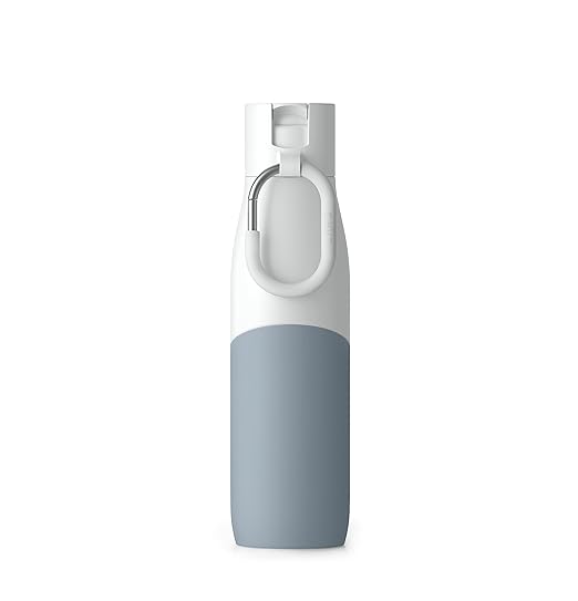 LARQ Bottle Movement Filtered - Lightweight Non-Insulated Stainless Steel Water Bottle BPA Free with Nano Zero Technology and Long-Lasting Filters, White/Pebble, 32oz