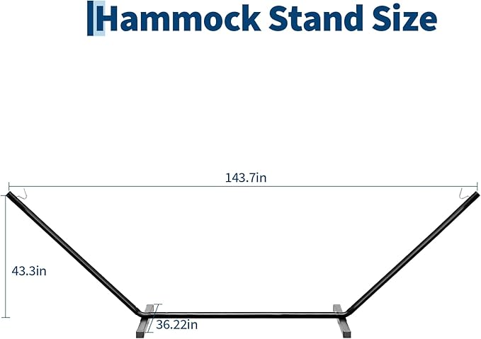 Garvee 12 FT Hammock Stand with Hooks and Chains, Portable 2 Person Heavy Duty Steel Hammocks Stand for Outside, Patio, Backyard, 450 Pounds Capacity, Black