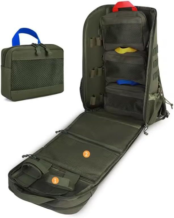 Redemption Tactical Crusader Team Medical Backpack Tactial First Aid Backpack with Removable Pouches (Green)