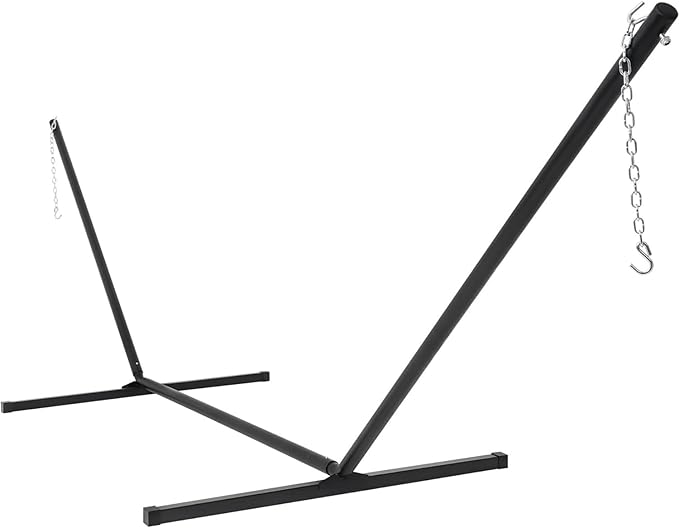 Lazy Daze Hammocks Portable 2 Person Heavy Duty Steel 15 FT Hammock Stand with Hooks and Chains for Outside, Patio, Backyard, 450 Pounds Capacity, Black