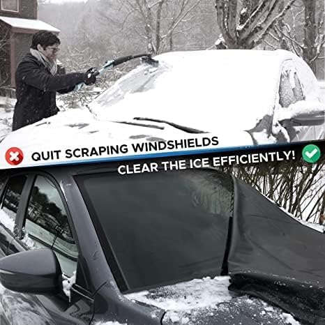 EcoNour Windshield Cover for Ice and Snow | Windshield Snow Cover with Side Mirror Cover & Wiper Protection | Oxford Fabric Winter Cover for Pickup Trucks, SUV & Mini Van | X-Large (74"x43")
