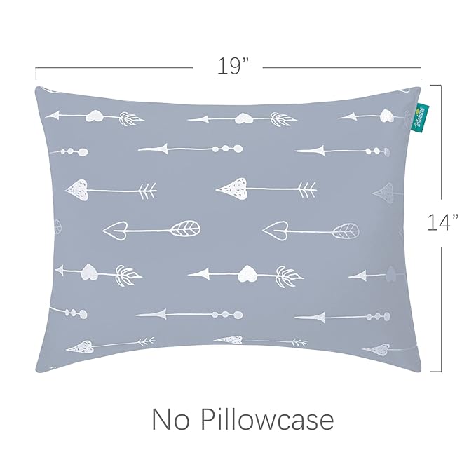 Biloban Toddler Pillow for Sleeping, Kid Pillow 14" x 19" for Small Travel Bed, Nap Pillow for Crib, Soft & Skin-Friendly Small Pillows for Sleeping, Toddler Use Only, Age 2 to 5 (Grey Arrow)