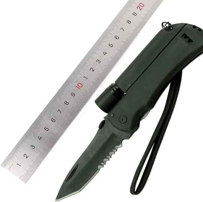 Outdoor Survival Kit Fire Starter Emergency Whistle LED Flashlight Hunting Multi Tool Tactical Survival Knife