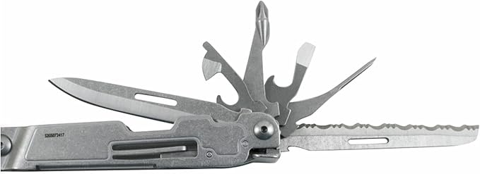 SOG PowerAccess Deluxe All-Around Heavy Duty Stainless Steel Multi-Tool w/Nylon Sheath, Two Knife Blades, Can & Bottle Opener, Stone Wash