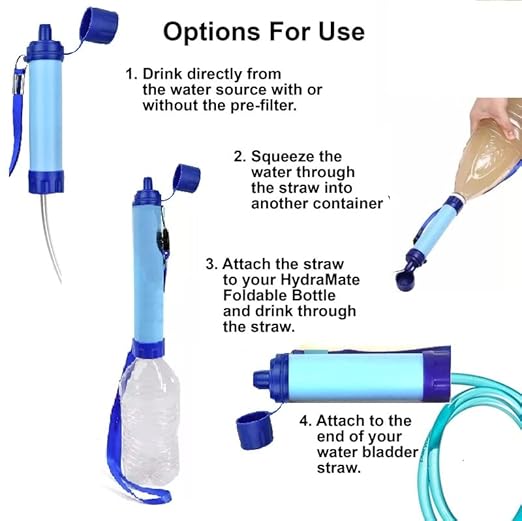 Galaxy Personal Portable Water Filter Straw Filtration Purifier for Hiking, Camping, Hunting, Travel, Outdoor Emergency Survival Detachable. (3 Packs)