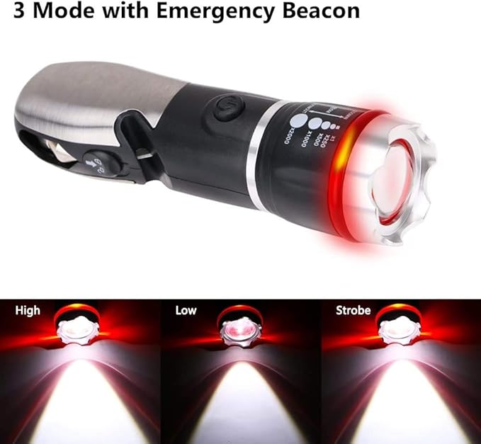 Multi Tool LED Flashlight, All in One Tool Light for Emergency, Camping and Cars with Glass Breaker and Seatbelt Cutter (Black)