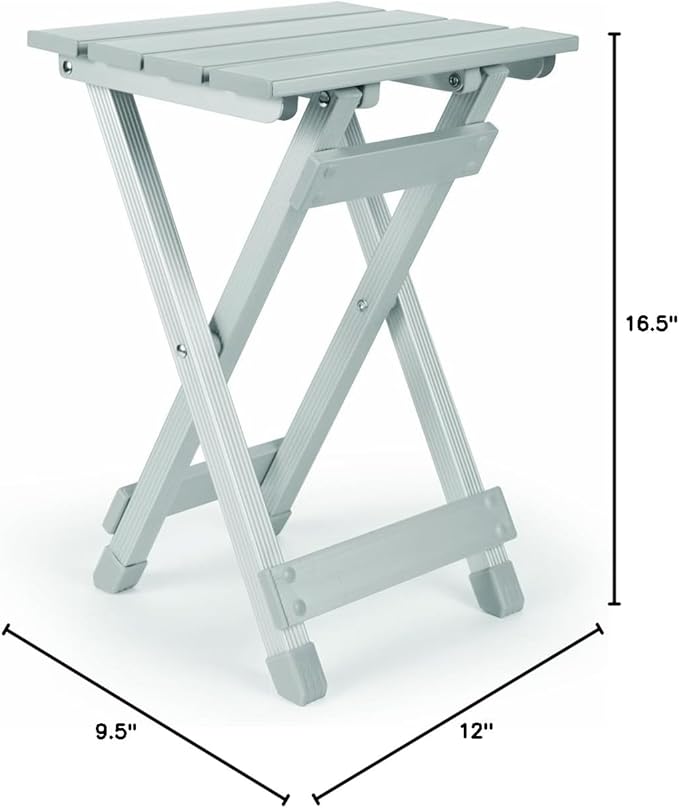 Camco Aluminum Small Outdoor Side Table - Folding Camping Table Supports Up to 130lb - Features Durable Aluminum Construction - Collapses for Easy RV Storage - (51890)