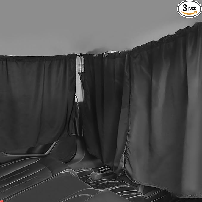 Car Window Shades, UV Protection Privacy Sunshade Covers, Removable Divider Curtains & Side Window Shades, Universal Car Interior Accessories for Sleeping Traveling Camping (3PCS)