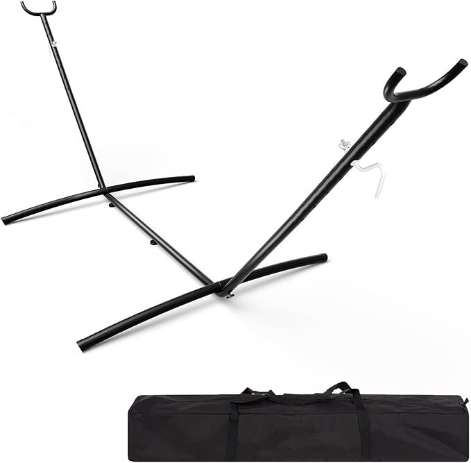 9FT Heavy Duty Adjustable Steel Hammock Stand, 450 LBS Capacity Outdoor Hammock Frame, Weather Resistant & Easy to Assemble for Patio Yard Garden