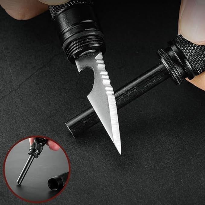 Multi-Functional Survival Tactical Pen 11-in-1, Includes Umbrella Rope, Utility Knife, Whistle & Fishing Tools, Emergency Safety Kit for Hikers Campers Anglers