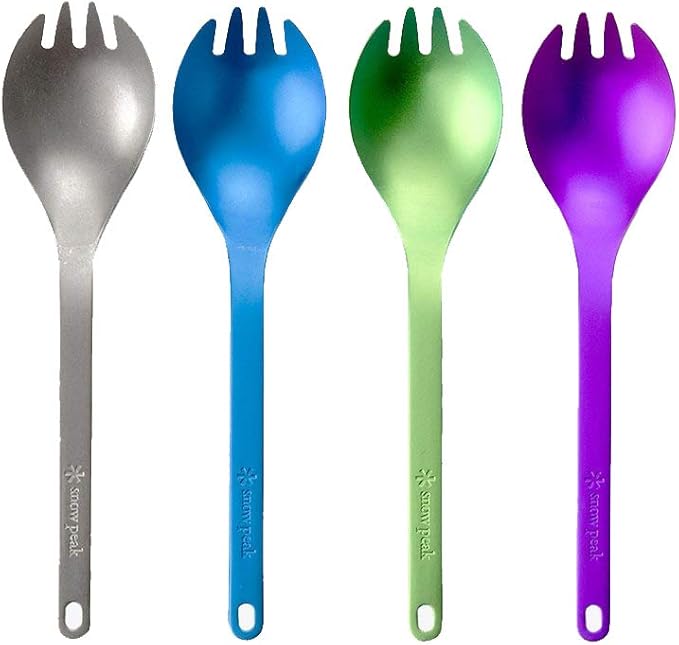 Snow Peak Titanium Sporks, Lightweight Titanium Cutlery for Camping & Hiking, Compact & Portable Utensil for Easy Packing, Durable Camping Cookware Accessories