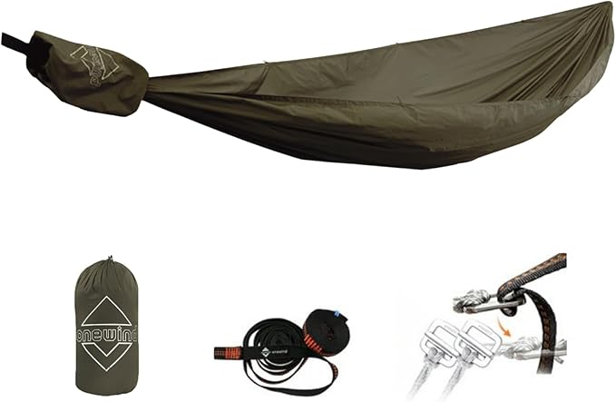 Onewind 11ft Ultralight Camping Hammock, Portable Hammock, 40D 1.7oz Nylon Ripstop with 2 * 12Ft Tree Straps for Camping Hiking Backpacking, 11' x 55" OD Green